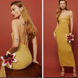 NWT Reformation Malibu Linen Midi Dress in Tuscan Sun Size 10
